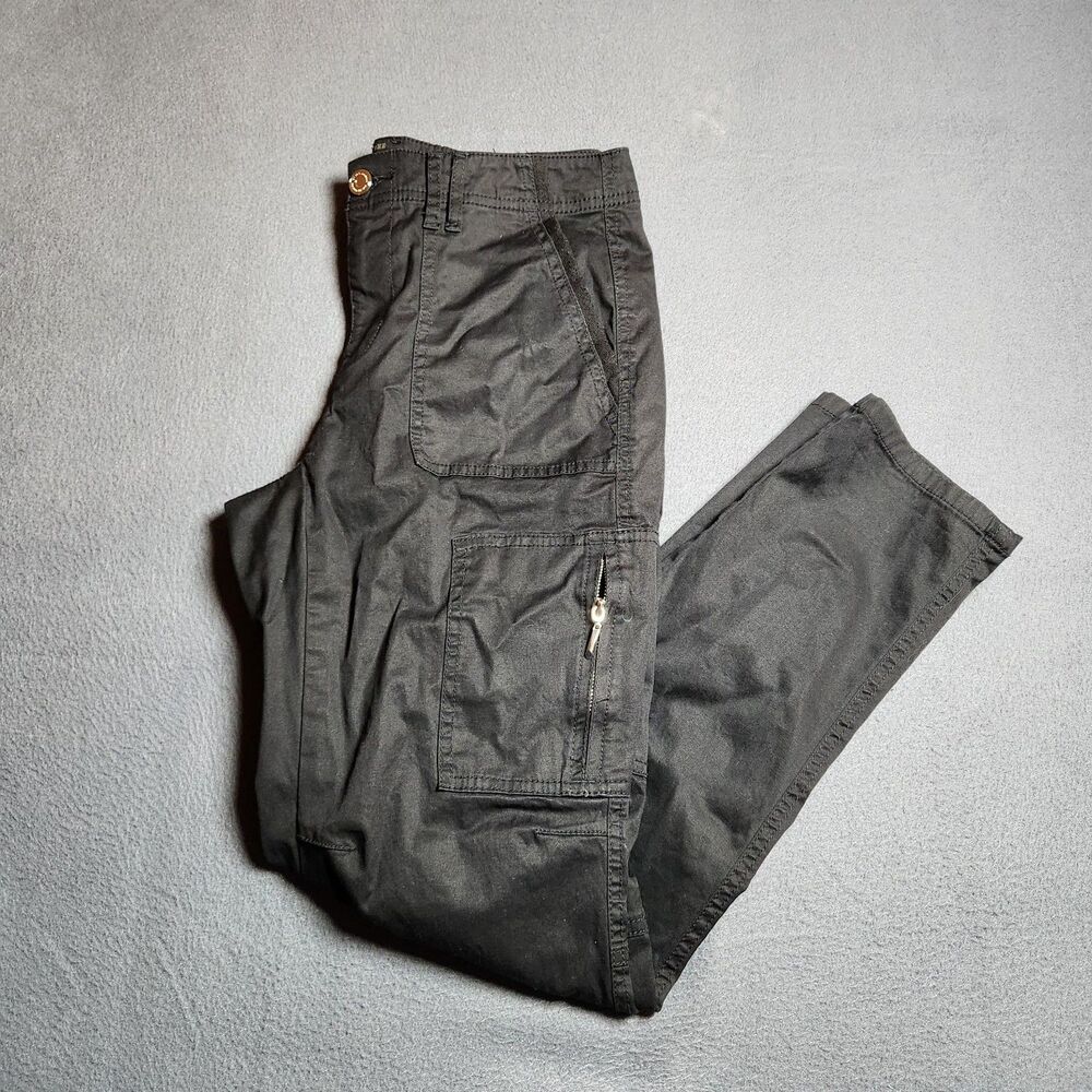 WHBM Cargo Pants Women 6 Black Low Rise The Slim Crop